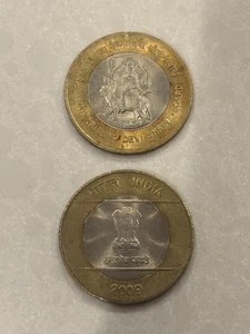 2 India 10 Rupee Bimetallic Coins 2009 Issue And 2012 Mata Vaishno Devi UNC #21 - Picture 1 of 2
