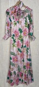BOSTON PROPER Small Pink Floral Off the Shoulder Peasant Maxi Dress MSRP $199 - Picture 1 of 7