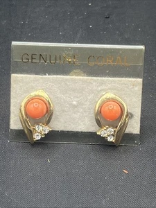 Genuine Coral Stud Earrings Post 5mm Ball Pink - Picture 1 of 2