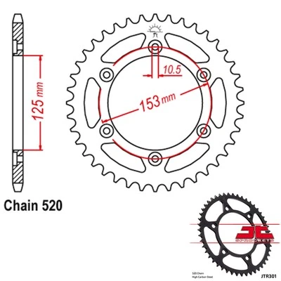 JT Sprockets Steel Rear Sprocket 520 Pitch 40 Tooth Honda XR600R (1991-2000) - Imagem 1 de 2