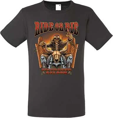 ORIGINAL ROADBREAKER STYLE T Shirt in Graphite Biker-,Chopper-&Old School Motiv Modell Ride or Die