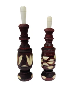 Moroccan Handcrafted Decorated Natural Wooden Kohl Mascara Surma Bottle - Picture 1 of 7