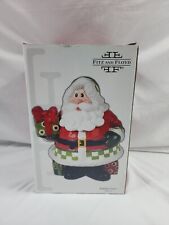 Fitz & Floyd 2008 Ceramic Holiday  Cheer Santa Claus Cookie Jar w/ original box 