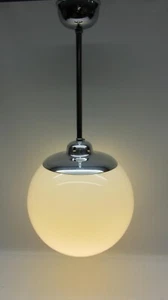 Wagenfeld Deckenlampe Kugellampe Pendellampe Opalglas Messing Chrom '50er J - Picture 1 of 16