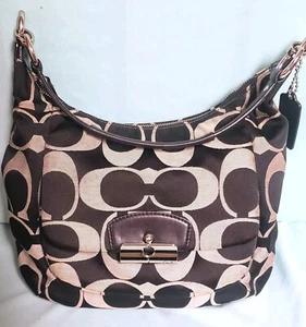 Authentic Coach Black & Gray/Beige Pristine Hobo Satchel Bag Purse Excellent - Picture 1 of 5