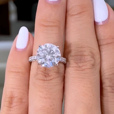 IGI Certified Lab Grown Round Cut Diamond 2 Ct Ring Wedding Fine 950 Platinum - Image 1 of 4