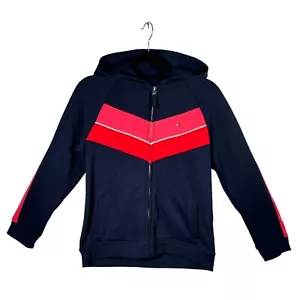 Tommy Hilfiger Youth Girl's Full Zip French Terry Sweater Sz L (14-16) Navy/Pink - Picture 1 of 9
