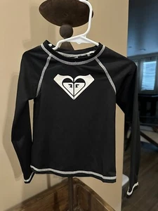 Roxy Girl's Whole Hearted Long Sleeve UV Rash Guard Top Shirt BLACK SIZE 3 🌊 - Picture 1 of 1