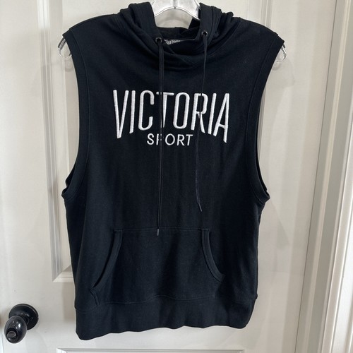 UNDERCOVER Felpa con cappuccio Victoria's Secret Victoria Sport senza maniche nera piccola schienale aperto