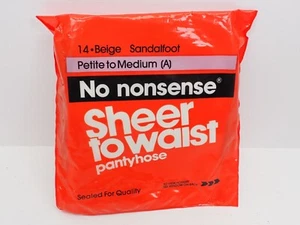 No Nonsense Sheer to Waist Pantyhose Sandalfoot Size A Petite to M Beige Vtg NOS - Picture 1 of 5