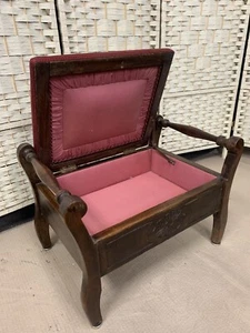 Antigua caja de costura almacenamiento/taburete - tapa elevadora - Imagen 1 de 6