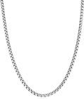 Solid 925 Sterling Silver Italian 3.5Mm Square Link round Box Chain Necklace for