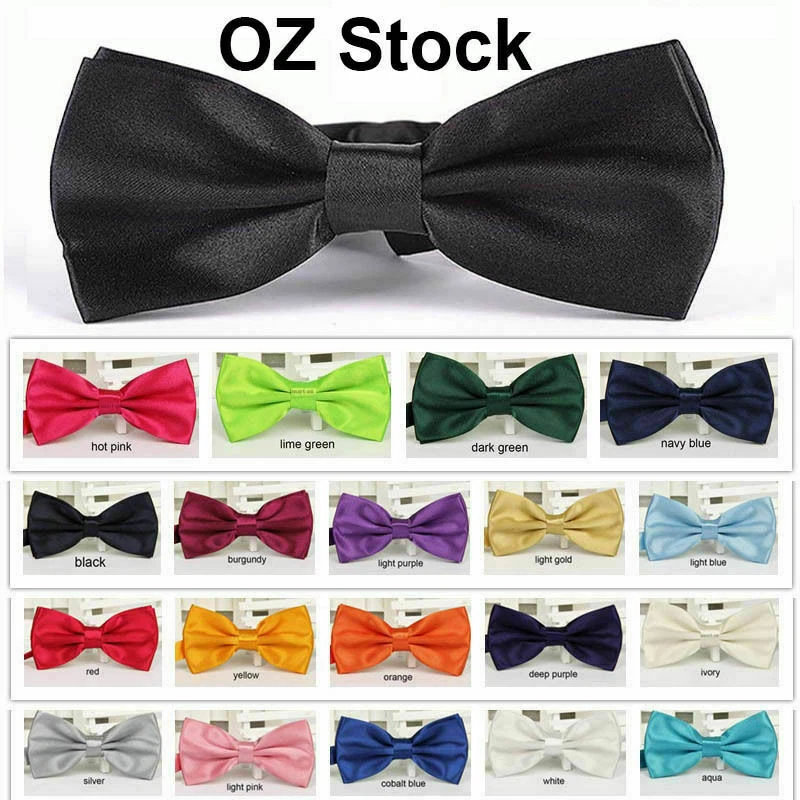 Mens Silk Satin plain Tuxedo Solid Bow Tie Formal Wedding  Bowtie Necktie ties - image 1 of 1