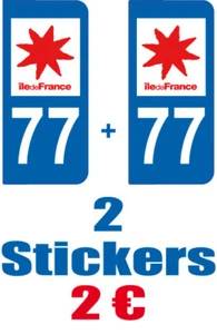 2-STICKERS-PLAQUE-AUTO-IMMATRICULATION-DEPARTEMENT-LOGO 77 - Foto 1 di 1