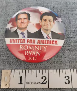 United for America Romney Ryan 2012 Mitt Romney Paul Ryan 3" Pinback Button - Bild 1 von 2