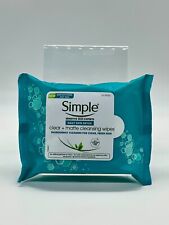 Simple Daily Skin Detox Clear + Matte Cleansing Wipes, New, 25 Wipes