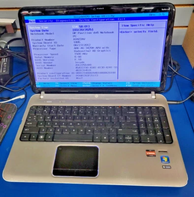 Ноутбук HP Pavilion dv6z-6c00 с AMD A8-3520M 1,50 ГГц + 6 ГБ RAM без жесткого диска - Изображение 1 из 4