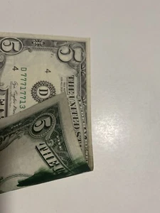1977 A $5 Federal Reserve Note Cleveland OH Trinary 77717713!!!!Ink Smear Error! - Picture 1 of 5