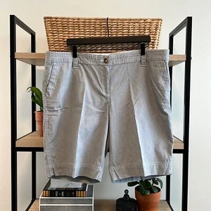 Lands' End Mid-Rise Railroad Stripe Cotton Woven Shorts, 18 - Picture 1 of 9