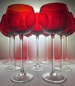 Lenox Tuscany Holiday Ruby Red Balloon Wine 9” Glasses - Set of 9 - Picture 1 of 3