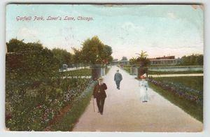Postcard 1909 Lovers Lane at Garfield Park in Chicago, IL. - Picture 1 of 2