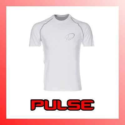 PULSE MENS WHITE GYM FITNESS BASE LAYER SHORT SLEEVED COMPRESSION TOP ULTRA LITE - Image 1 of 2