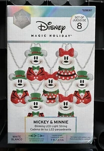 Disney 100 Magic Holiday Christmas Mickey Minnie Set of 8 LED String Lights - Picture 1 of 9