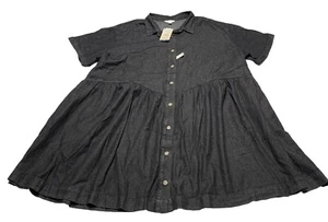 Terra & Sky Women's 4X Jean Size 28W-30W TS Woven Shirt Dress Black Denim - Picture 1 of 13