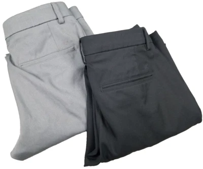Haggar H26 Pants Men 30x29 Gray Black Classic Flat Polyester Work Golf Lot of 2  - Image 1 of 4