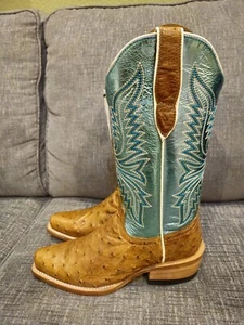 Ariat Futurity Revival Antique Saddle Ostrich Western Boots 10058162 Women Sz 9B - Picture 1 of 9