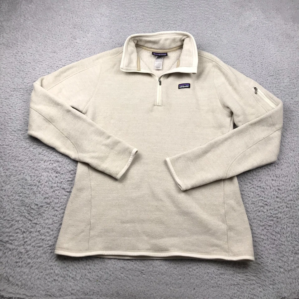 Patagonia Better Suéter Mujer L Marfil 1/4 Cremallera Tejido Polar Chaqueta Pullover Foto 1 de 4