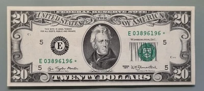 1977 Twenty Dollar Federal Reserve Note $20 STAR NOTE Uncirculated #96443 - Image 1 of 2