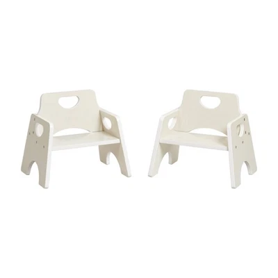 Stackable Wooden Toddler Chair, 6in, Kids Furniture, White Wash, 2-Pack - Image 1 of 4