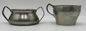 Vintage Art Deco Pewter Creamer & Sugar Dish GERO Dsgnr Georg Nilsson - Holland - Picture 1 of 8