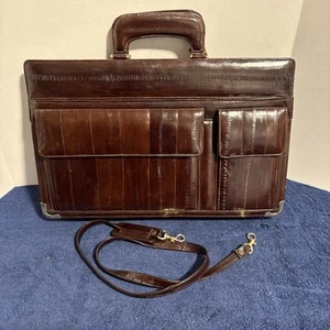 Borsa vintage 11x16 vera pelle EEL SKIN bordeaux valigetta attaccata made Korea - Foto 1 di 10