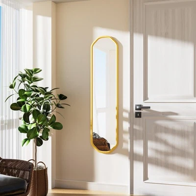 Espelho moderno de decoração de parede fina 10"x44" dourado - Decoração de parede fina para entrada, ... - Imagem 1 de 4