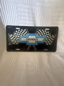 Booster Nummernschild vorne Metall Chevy Fliege kariert Flagge schwarz Muscle C10 - Bild 1 von 2