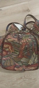 GOTCHA COVERED Duffel Bag Made in USA Multi-Colored Wolf Forest Print Zipper Bag - Picture 1 of 7