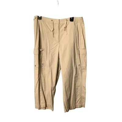 Pantalones capri cargo beige IZOD cintura elástica mujer talla 14 100 % algodón ligeros Foto 1 de 4