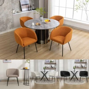 1/2x Modern Boucle Fabric Armchair Accent Chairs Black Powder Coated Metal Legs - Picture 1 of 14