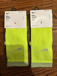 2 Pk Nike Spark Cushioned Crew Running Socks MEN 10-11.5/WMN 11.5-13 Reflective - Picture 1 of 5
