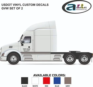 USDOT Vinyl individuelle Aufkleber Abziehbilder halb US DOT GVM STATE Schriftzug 2er-SET - Bild 1 von 3