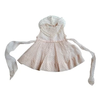 Vestido sin mangas vintage transparente de punto calicó rosa para niñas pequeñas Foto 1 de 4