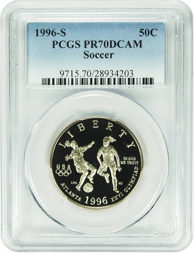 1996-S PCGS PR70DCAM Soccer Half Dollar Commemorative New PCGS Label - Image 1 of 1