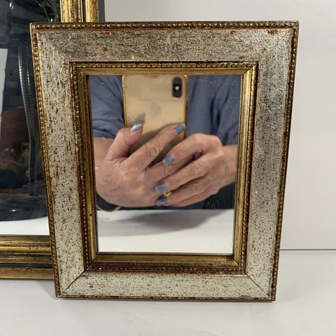 Antique Vintage Rich Gilt Gold Wooden Wall Accent Mirror~6”x7” Cover