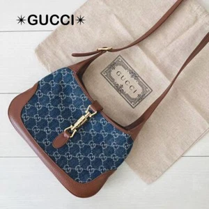 Gucci 2-Way Shoulder Bag GG Denim Leather Jackie - Picture 1 of 20