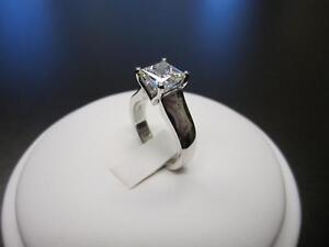 Lab Created Princess Shaped White 3.50CT CZ Solitaire Engagement 925 Silver Ring