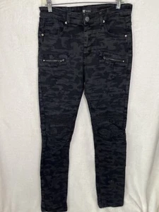 WAIMEA Boys Black Green Camo Pattern Stacked Jean Size 20 Zip Pockets 31 inseam - Picture 1 of 12