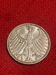 1951 J Germany 🇩🇪 5 Deutsche Mark Silver World Foreign KM 112 Error Coin - Picture 1 of 3
