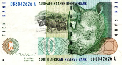 South Africa 10 Rand ND(1999) VF+ Banknote P-123b Prefix DB Mboweni Sig. - Image 1 of 2